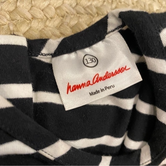 Hanna Andersson 'Elisabet' Dress in BLACK / ECRU STRIPED 8 Girls warm cozy - Picture 5 of 8